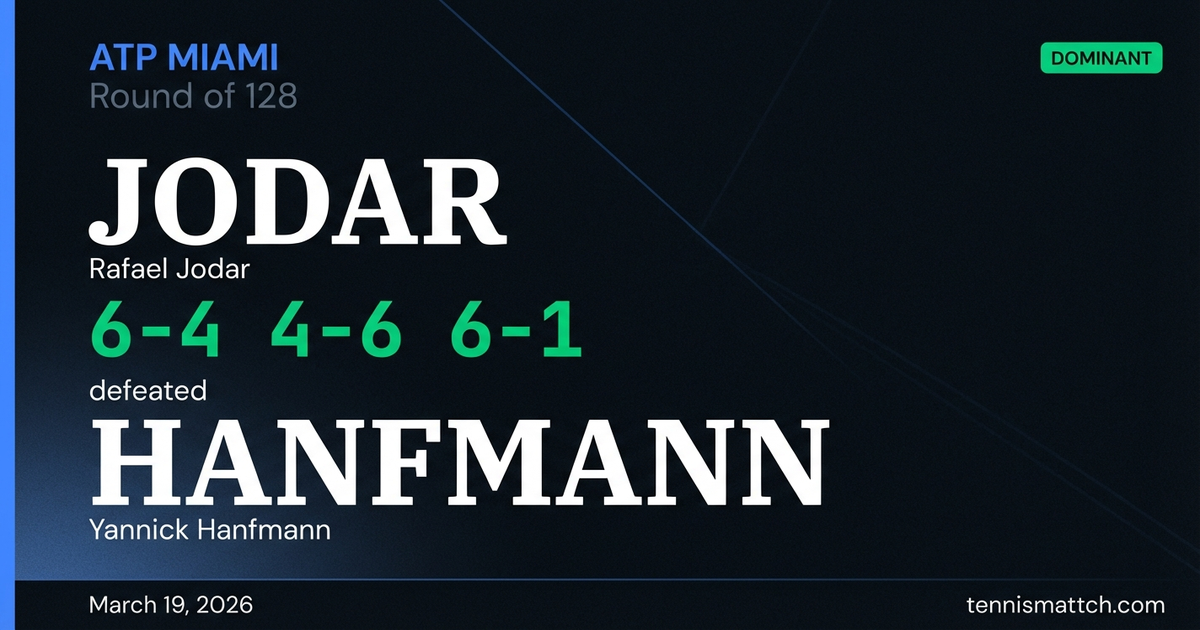 Rafael Jodar vs Yannick Hanfmann — Miami 2026