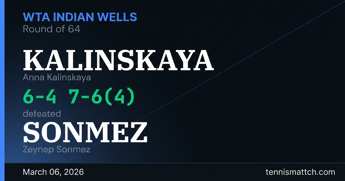 Anna Kalinskaya vs Zeynep Sonmez — WTA Indian Wells 2026