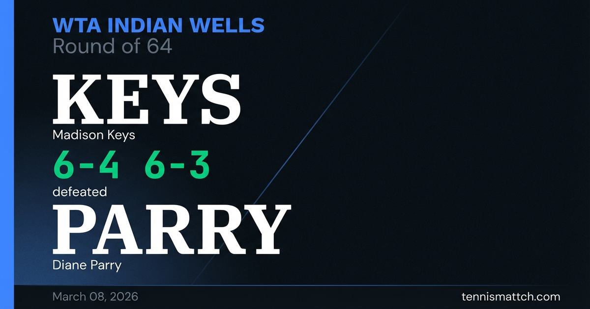 Madison Keys vs Diane Parry — WTA Indian Wells 2026