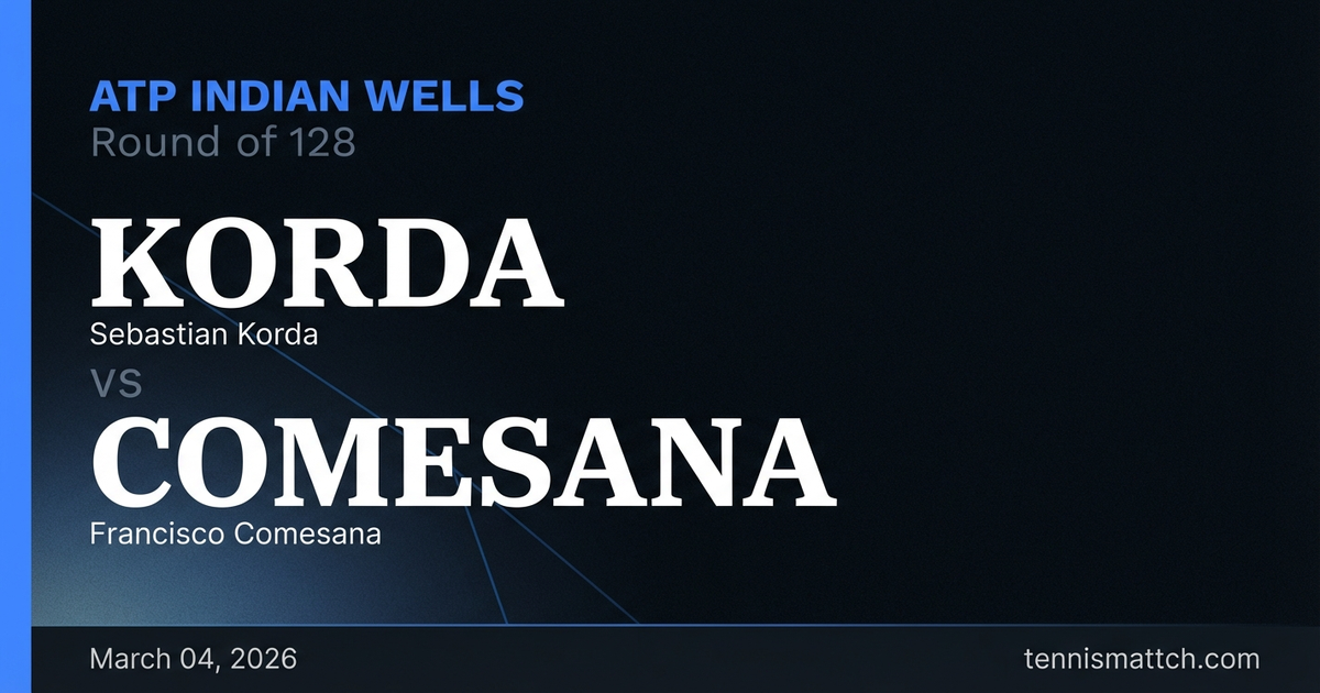 Sebastian Korda vs Francisco Comesana — ATP Indian Wells 2026 Preview