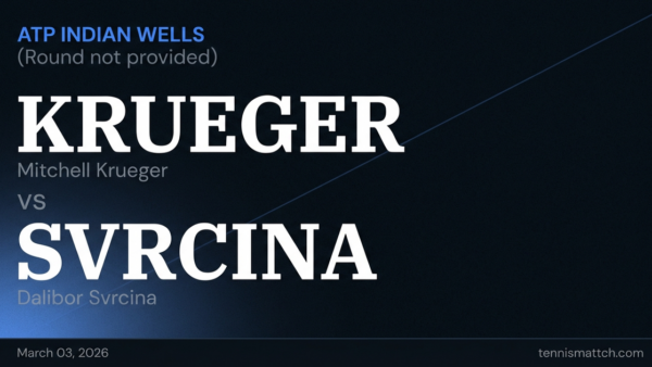 Mitchell Krueger vs Dalibor Svrcina — Indian Wells 2026 Preview