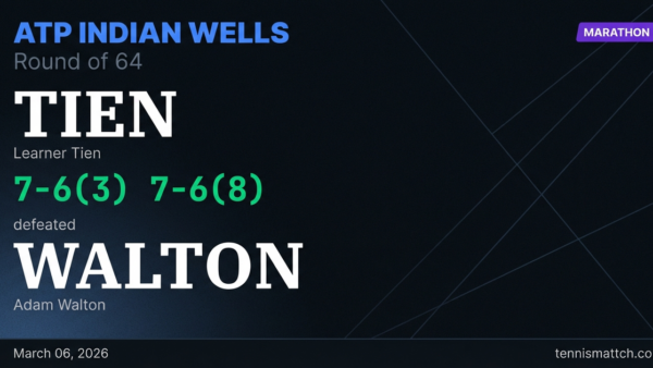 Learner Tien vs Adam Walton — ATP Indian Wells 2026