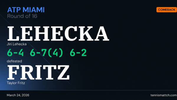 Jiri Lehecka vs Taylor Fritz — Miami 2026