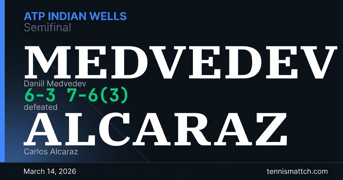 Daniil Medvedev vs Carlos Alcaraz — ATP Indian Wells 2026