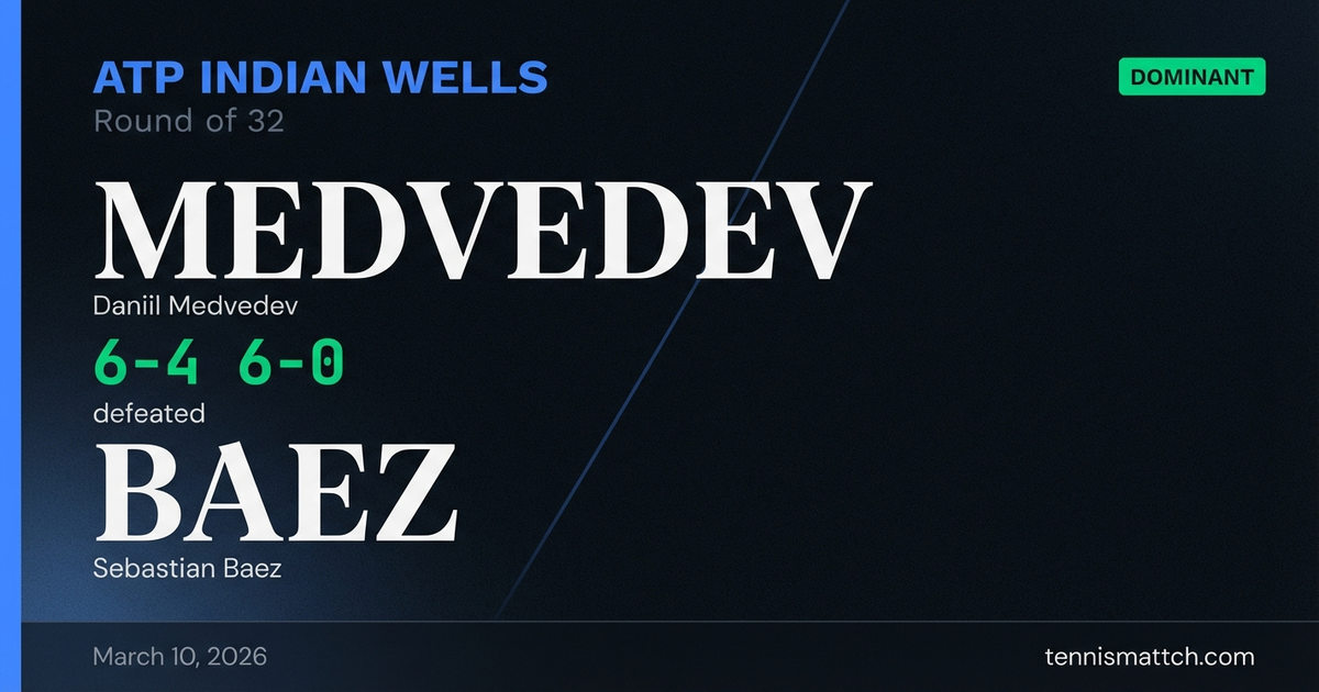 Daniil Medvedev vs Sebastian Baez — ATP Indian Wells 2026