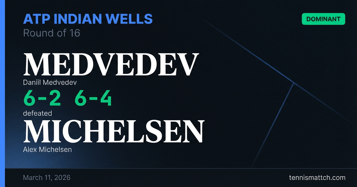 Daniil Medvedev vs Alex Michelsen — ATP Indian Wells 2026