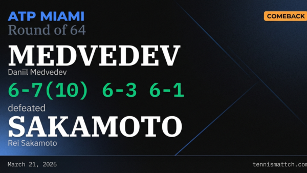 Daniil Medvedev vs Rei Sakamoto — Miami 2026