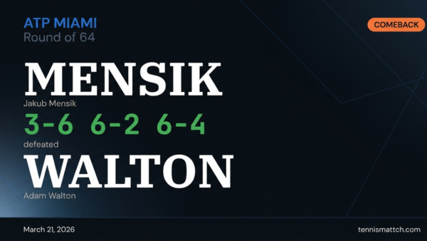 Jakub Mensik vs Adam Walton — Miami 2026
