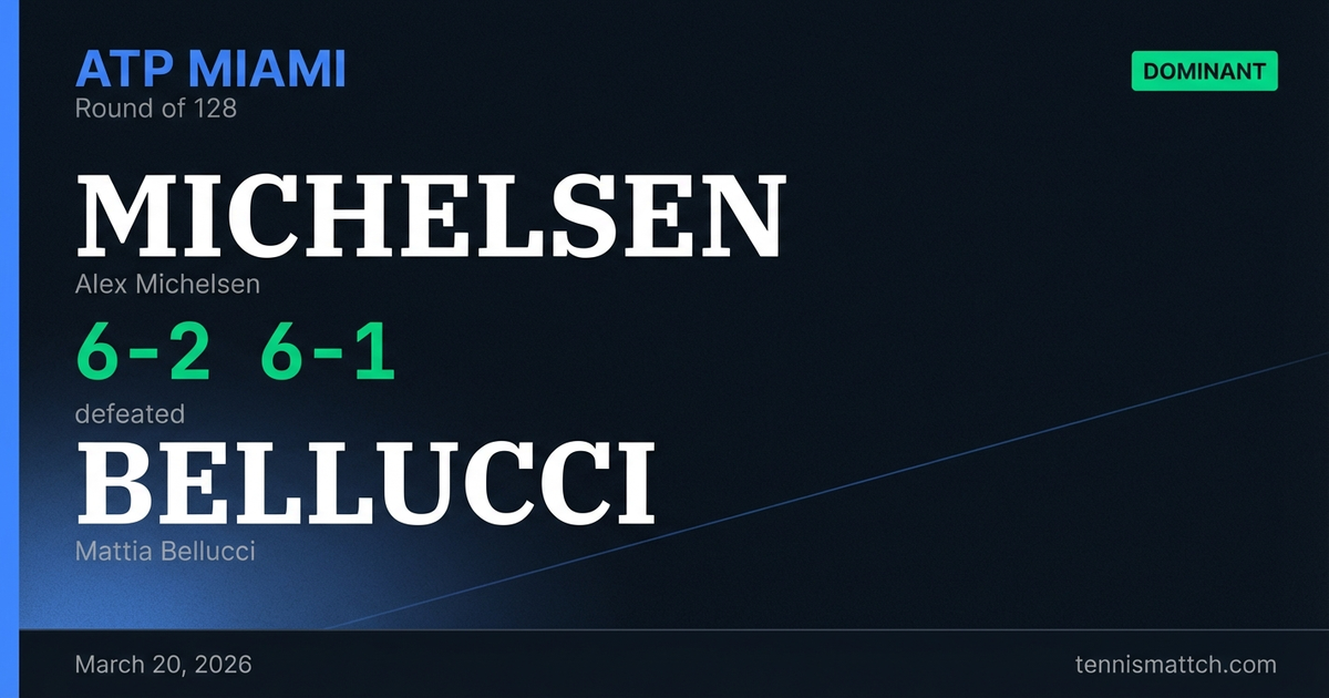 Alex Michelsen vs Mattia Bellucci — Miami 2026