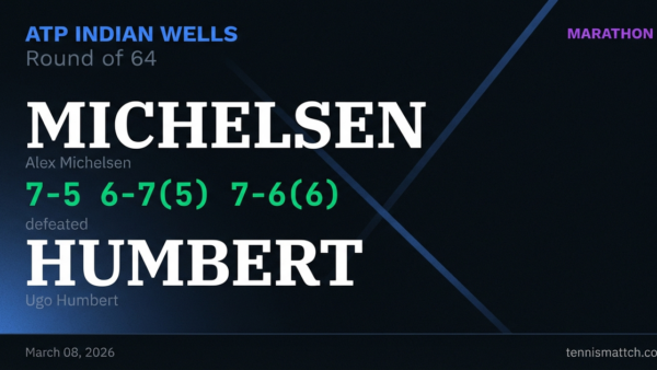 Alex Michelsen vs Ugo Humbert — ATP Indian Wells 2026