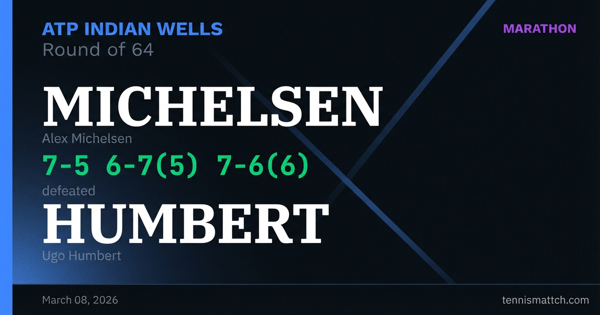 Alex Michelsen vs Ugo Humbert — ATP Indian Wells 2026