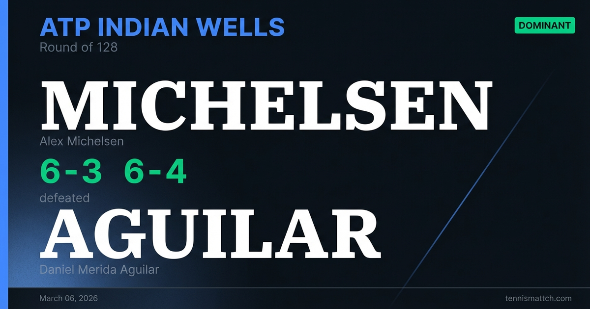 Alex Michelsen vs Daniel Merida Aguilar — ATP Indian Wells 2026