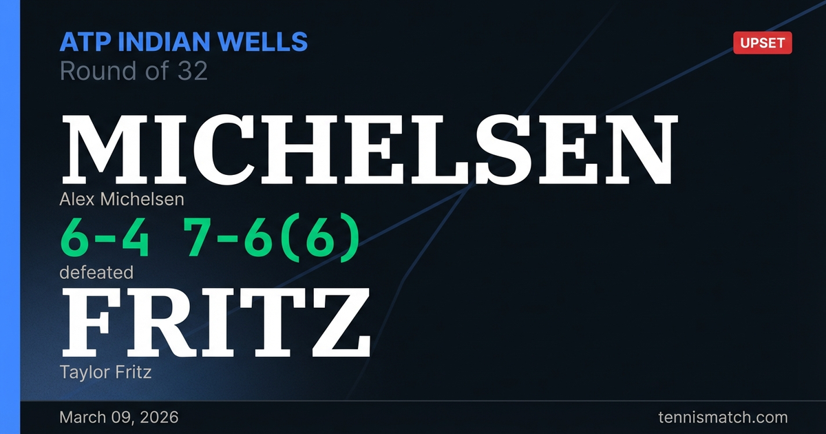Alex Michelsen vs Taylor Fritz — ATP Indian Wells 2026