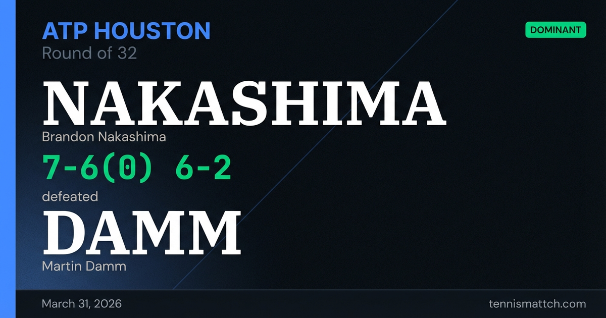 Brandon Nakashima vs Martin Damm — Houston 2026