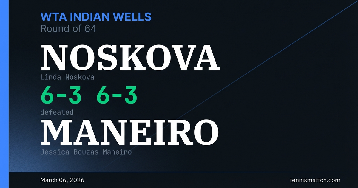 Linda Noskova vs Jessica Bouzas Maneiro — WTA Indian Wells 2026