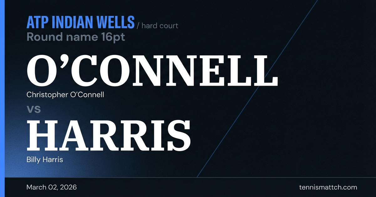 Christopher O'Connell vs Billy Harris — Indian Wells 2026 Preview