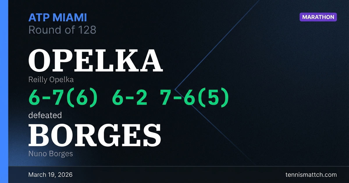 Reilly Opelka vs Nuno Borges — Miami 2026
