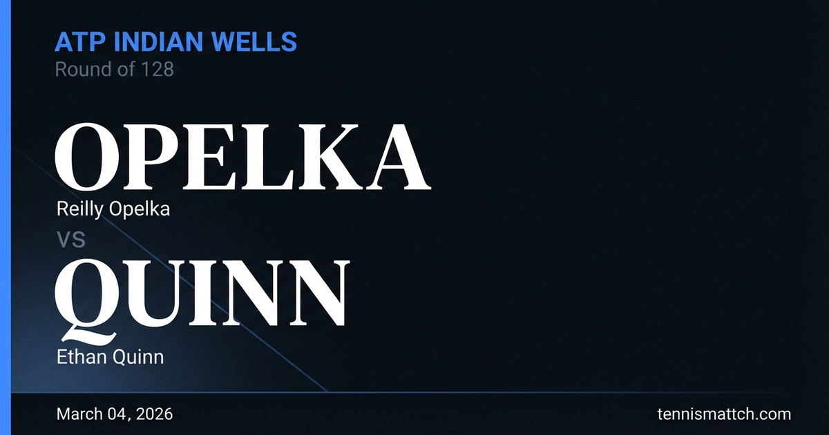 Reilly Opelka vs Ethan Quinn — ATP Indian Wells 2026 Preview