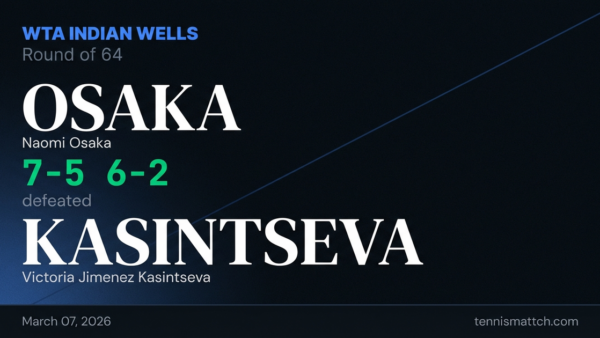 Naomi Osaka vs Victoria Jimenez Kasintseva — WTA Indian Wells 2026