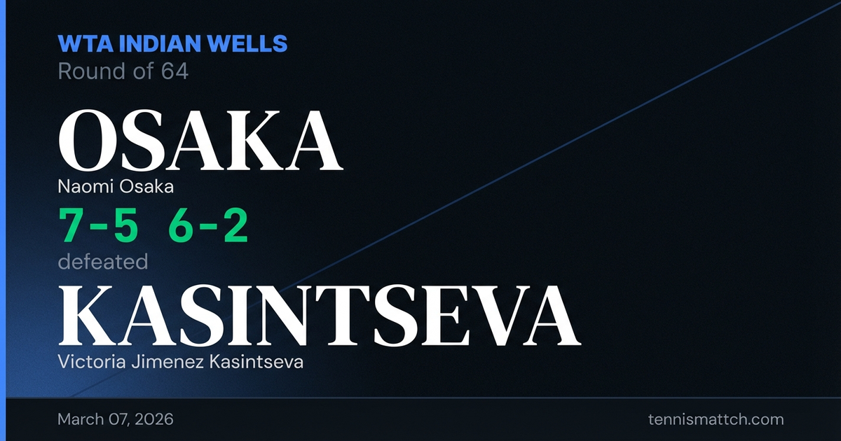 Naomi Osaka vs Victoria Jimenez Kasintseva — WTA Indian Wells 2026