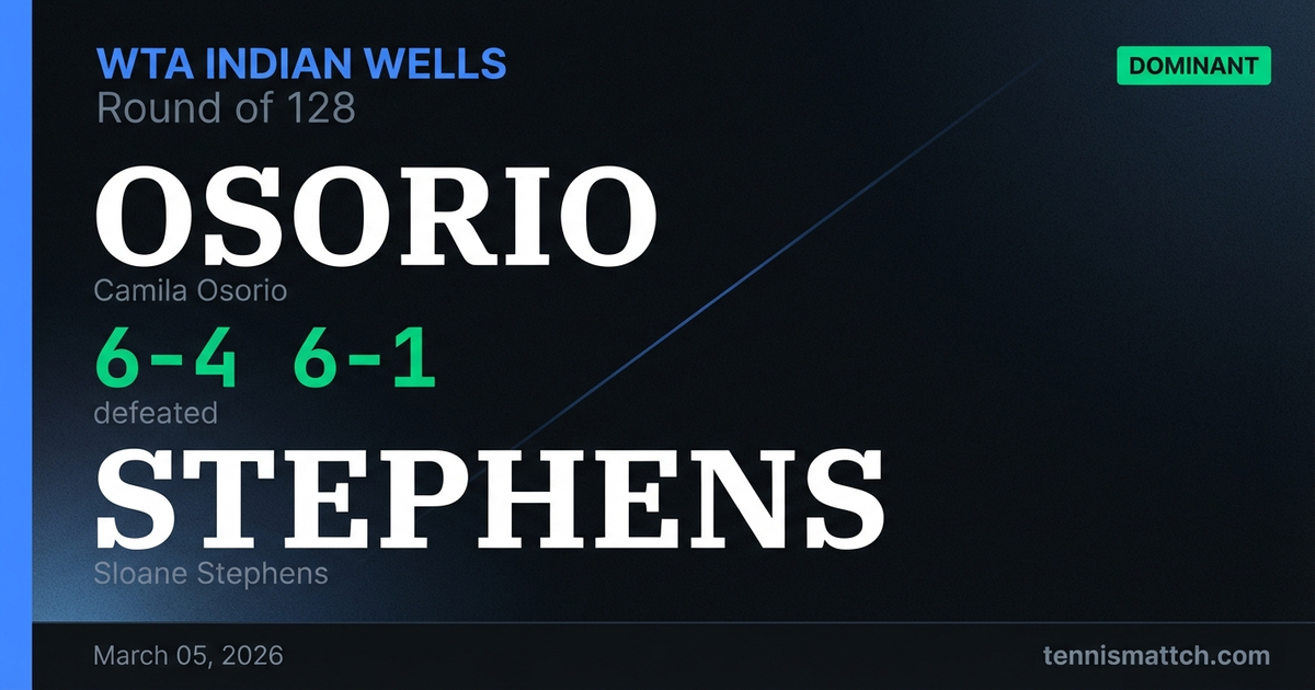 Camila Osorio vs Sloane Stephens — WTA Indian Wells 2026