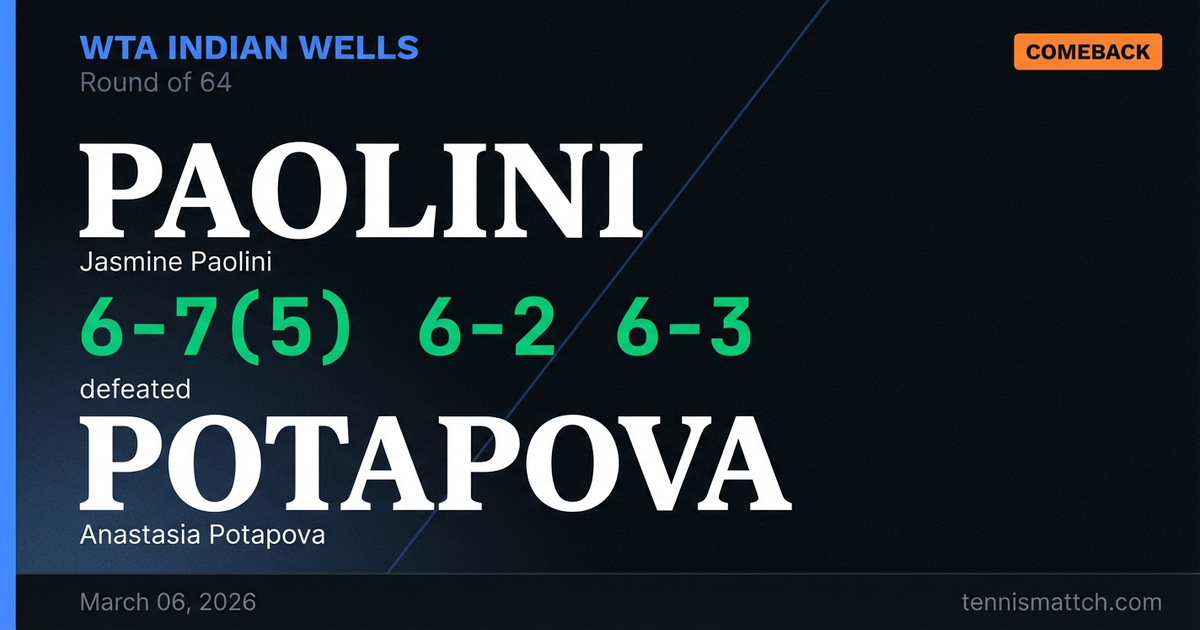 Jasmine Paolini vs Anastasia Potapova — WTA Indian Wells 2026