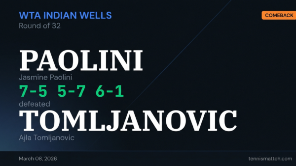 Jasmine Paolini vs Ajla Tomljanovic — WTA Indian Wells 2026