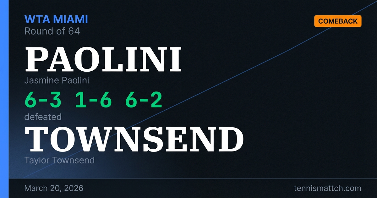 Jasmine Paolini vs Taylor Townsend — Miami 2026