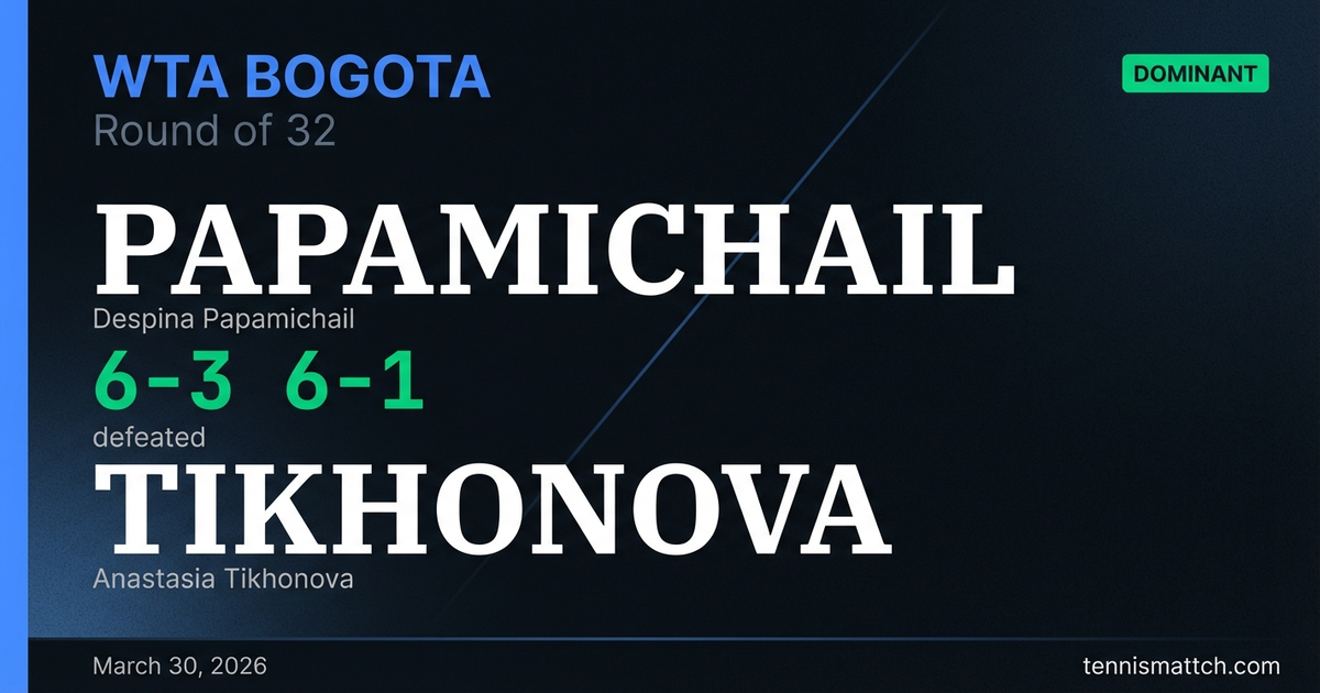 Despina Papamichail vs Anastasia Tikhonova — Bogota 2026