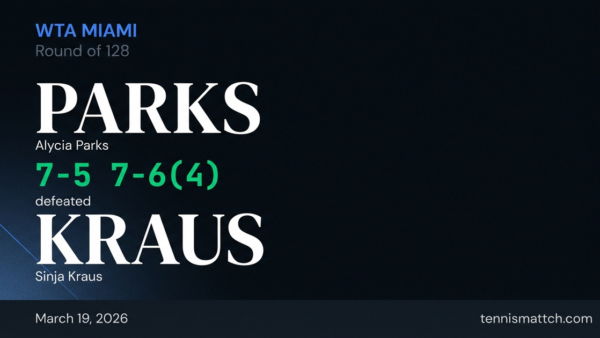 Alycia Parks vs Sinja Kraus — Miami 2026