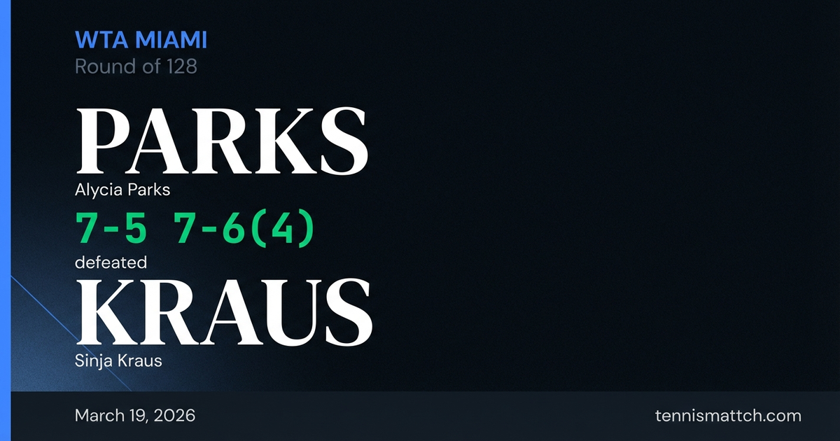 Alycia Parks vs Sinja Kraus — Miami 2026