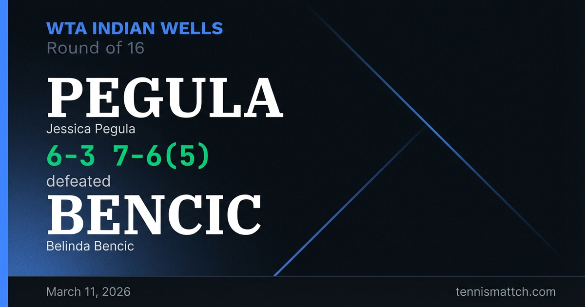 Jessica Pegula vs Belinda Bencic — WTA Indian Wells 2026
