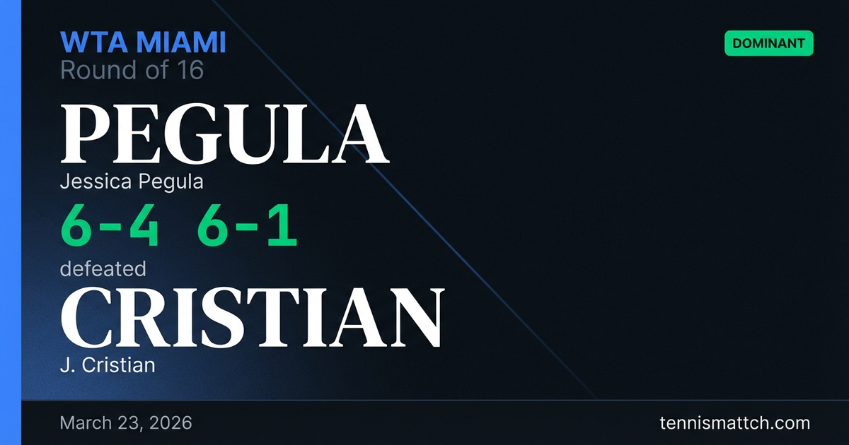 Jessica Pegula vs J. Cristian — Miami 2026