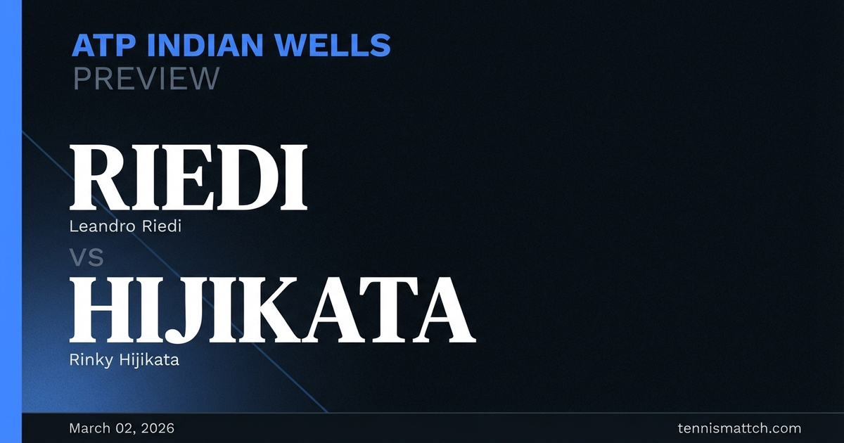 Leandro Riedi vs Rinky Hijikata — Indian Wells 2026 Preview