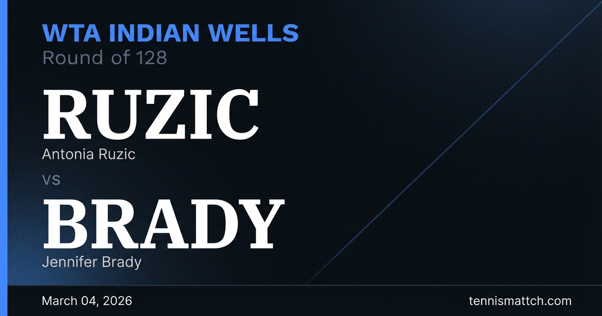 Antonia Ruzic vs Jennifer Brady — WTA Indian Wells 2026 Preview