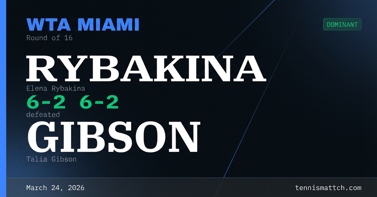 Elena Rybakina vs Talia Gibson — Miami 2026