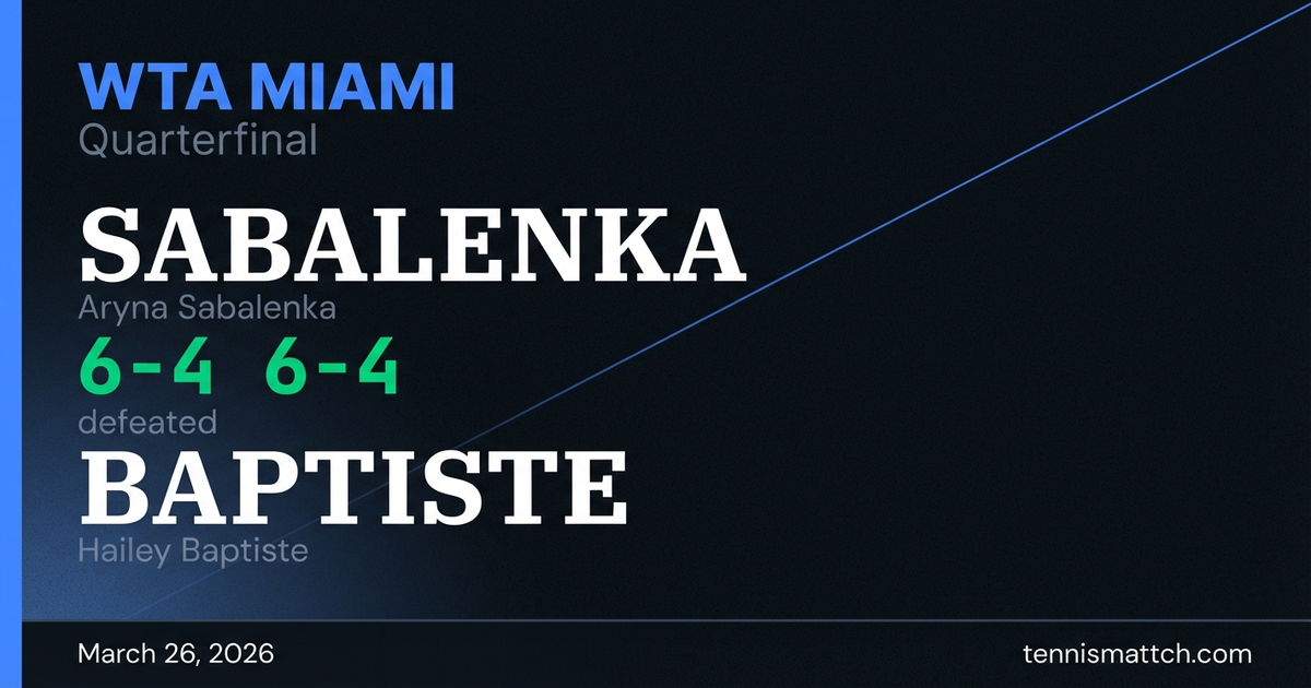 Aryna Sabalenka vs Hailey Baptiste — Miami 2026