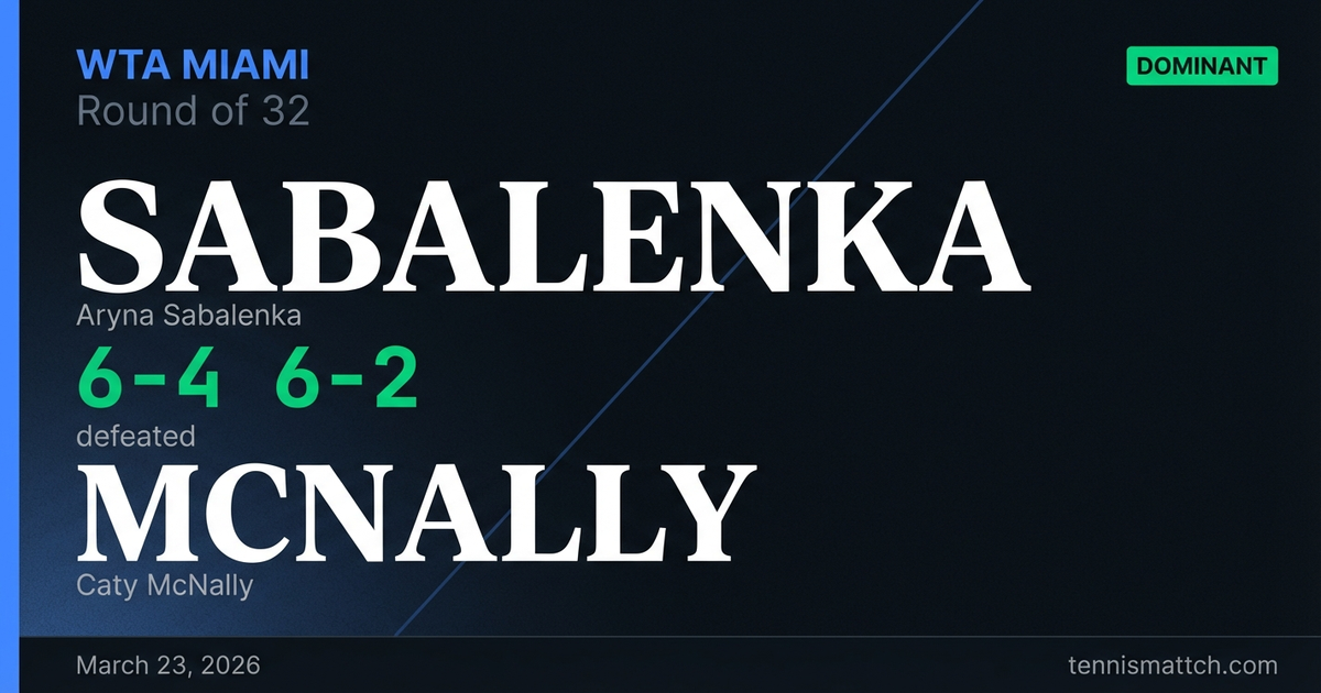 Aryna Sabalenka vs Caty McNally — Miami 2026
