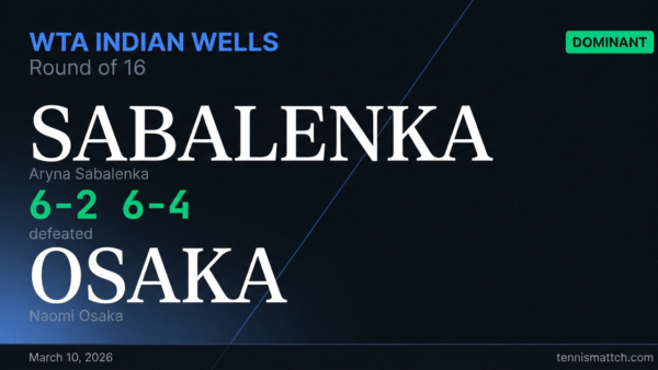 Aryna Sabalenka vs Naomi Osaka — WTA Indian Wells 2026