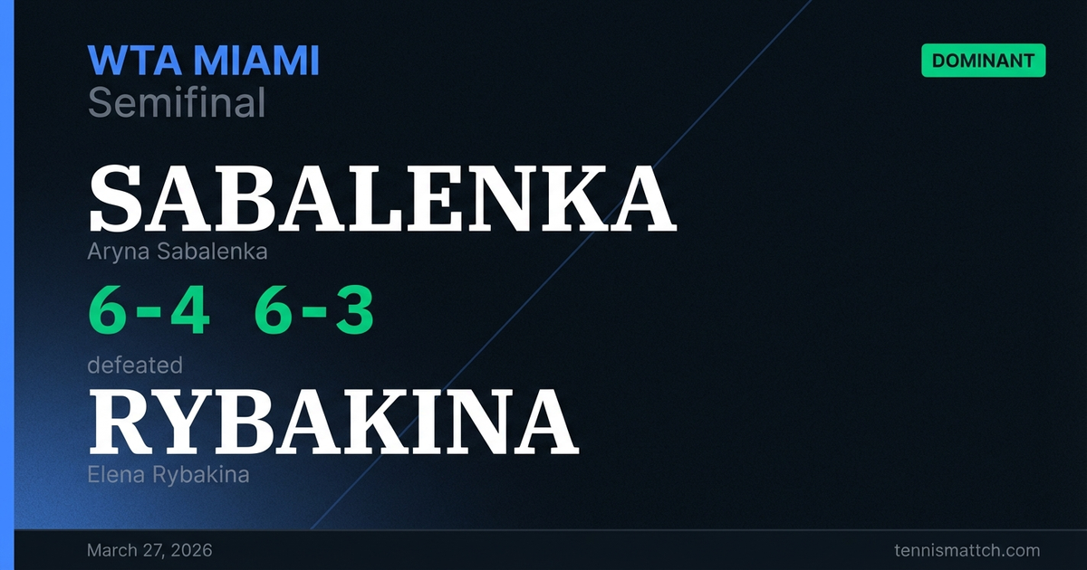 Aryna Sabalenka vs Elena Rybakina — Miami 2026