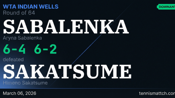 Aryna Sabalenka vs Himeno Sakatsume — WTA Indian Wells 2026