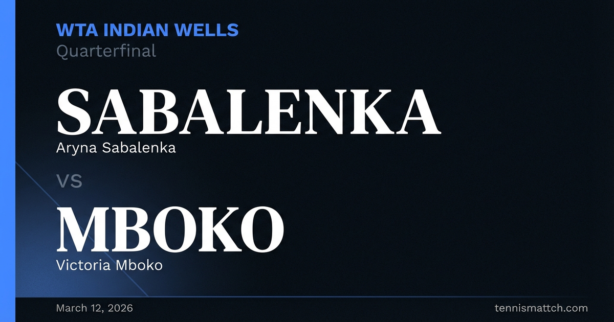 Aryna Sabalenka vs Victoria Mboko — WTA Indian Wells 2026 Preview