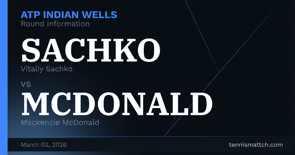 Vitaliy Sachko vs Mackenzie McDonald — Indian Wells 2026 Preview