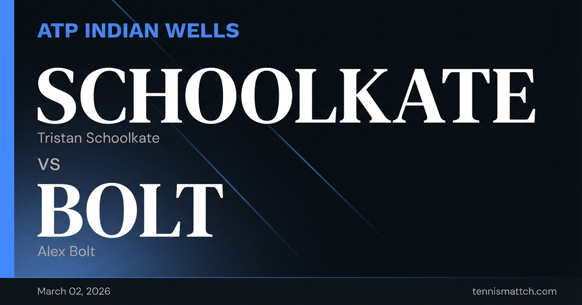 Tristan Schoolkate vs Alex Bolt — Indian Wells 2026 Preview