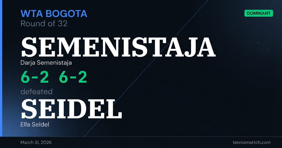 Darja Semenistaja vs Ella Seidel — Bogota 2026