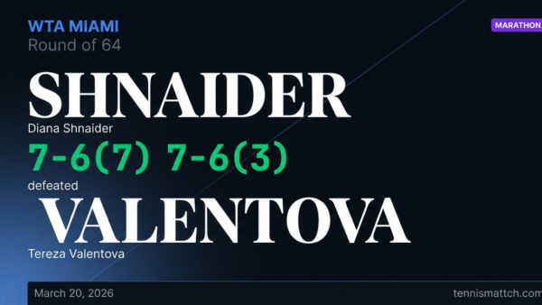 Diana Shnaider vs Tereza Valentova — Miami 2026