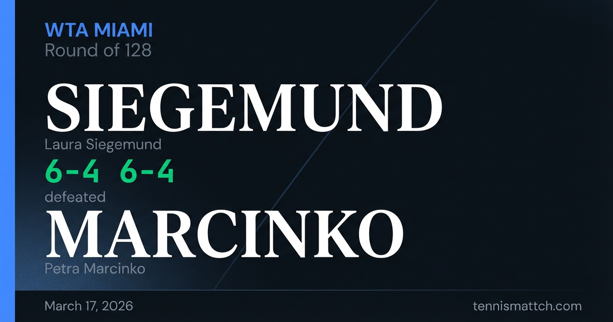 Laura Siegemund vs Petra Marcinko — Miami 2026
