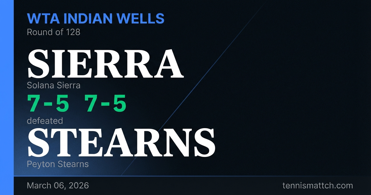 Solana Sierra vs Peyton Stearns — WTA Indian Wells 2026