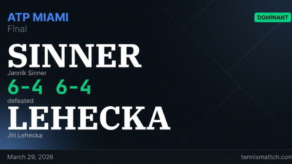 Jannik Sinner vs Jiri Lehecka — Miami 2026