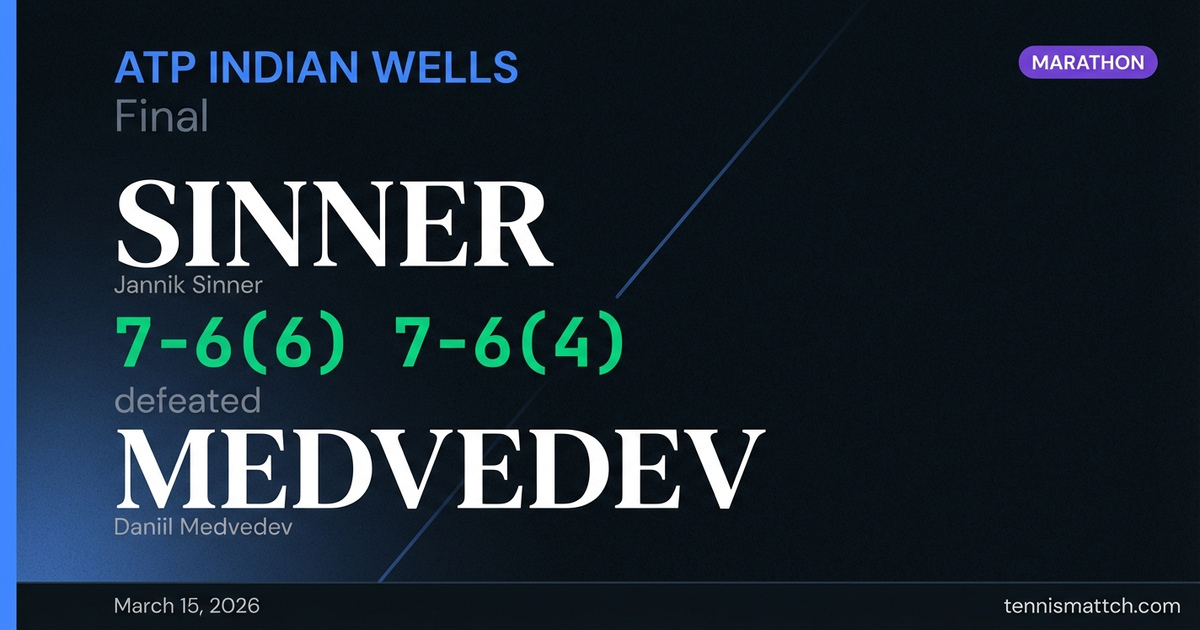 Jannik Sinner vs Daniil Medvedev — ATP Indian Wells 2026